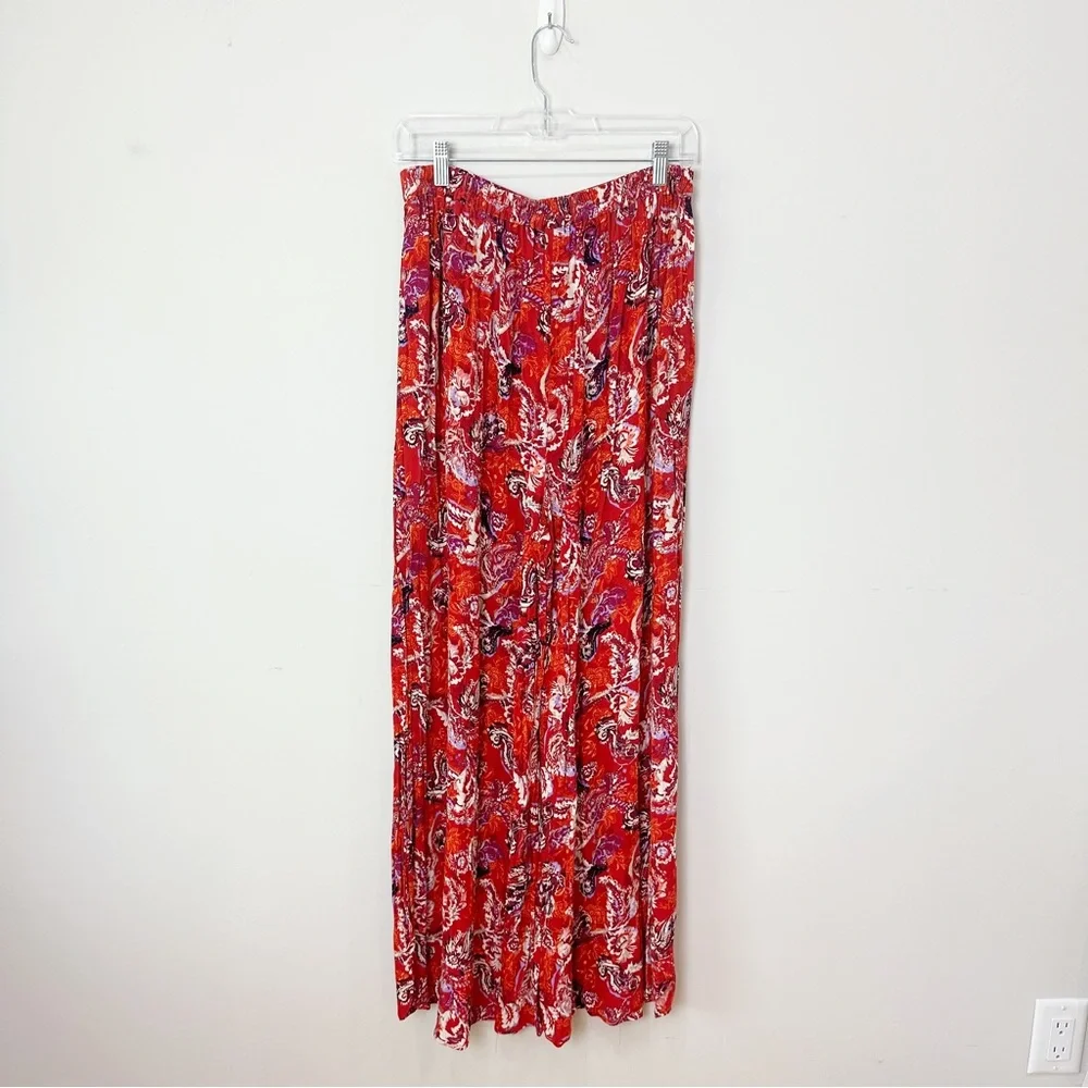 Free People Paisley Flowy Pant Red Wide Leg - Picture 4 of 11